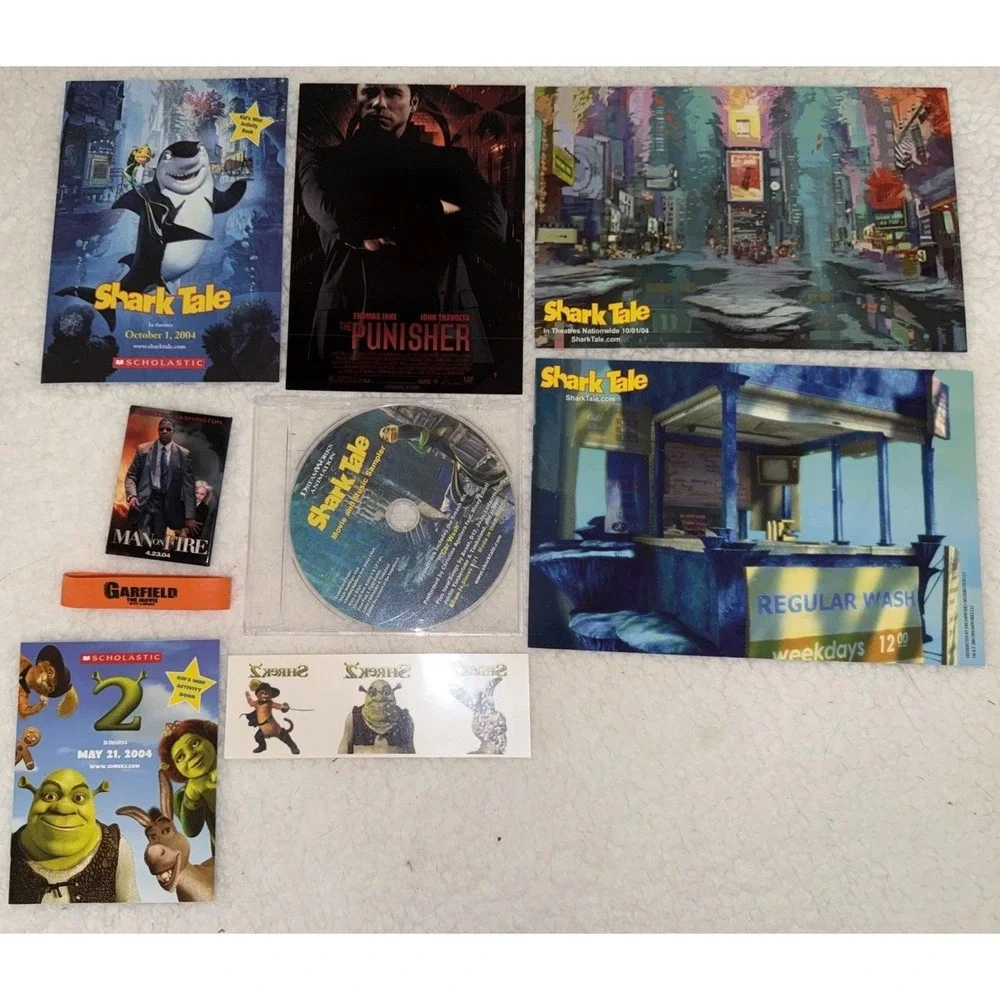 Shark Tale Shrek Vintage Movie Card Promo Promotional Set CD Sampler RARE